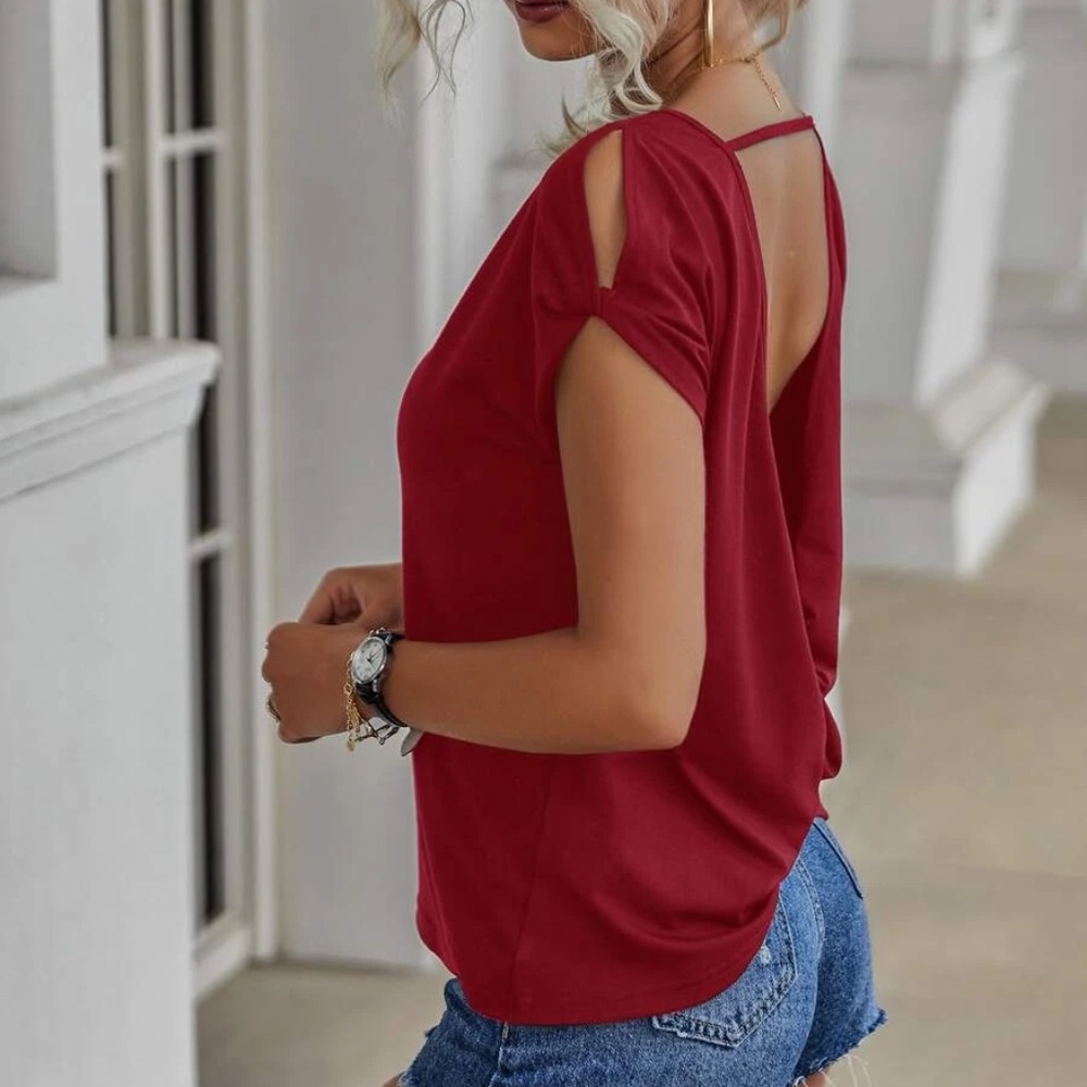 Open Back Cut out Sleeve Top - Picture 6 of 13